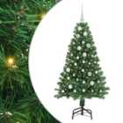 vidaXL Artificial Christmas Tree with 150 LEDs, White Balls with Stand Green 150 cm