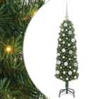 vidaXL Artificial Christmas Tree with 150 LEDs, White Balls with Stand Green 120 x 38 cm