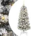 vidaXL Artificial Hinged Christmas Tree with Gold Balls Green and white 150 cm