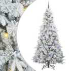 vidaXL Artificial Hinged Christmas Tree with Lilac Balls Snow Flocked Green 240 cm PE and PVC