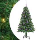 vidaXL Artificial Christmas Tree with 150 LEDs, Lilac Balls with Stand Green 150 x 80 cm