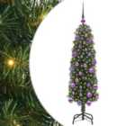 vidaXL Artificial Christmas Tree with 150 LEDs, Lilac Balls with Stand Green 120 x 38 cm