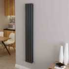 AICA Bathrooms Vertical Oval Column Radiator Central Heating Rad 1600x236mm Double Anthracite