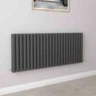 AICA Bathrooms Horizontal Oval Column Radiator Central Heating Rad 600x1416mm Double Anthracite