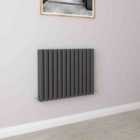 AICA Bathrooms Horizontal Oval Column Radiator Central Heating Rad 600x767mm Double Anthracite