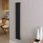 AICA Bathrooms Vertical Oval Column Radiator Central Heating Rad 1600x236mm Single Black