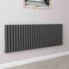 AICA Bathrooms Horizontal Oval Column Radiator Central Heating Rad 600x1593mm Double Anthracite