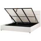 Beliani Ottoman Bed Fabric Lagord 180 X 200 Cm Eu Super King Off-white