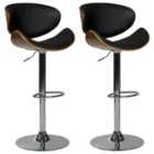 Beliani Set of 2 Bar Chairs ROTTERDAM Faux Leather Swivel Black