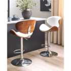 Beliani Set of 2 Bar Chairs ROTTERDAM Faux Leather Swivel White
