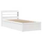 vidaXL Bed Frame With Headboard White 90X190 cm Single Solid Wood Pine