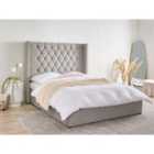 Beliani Ottoman Bed Velvet LUBBON 140 x 200 cm (EU Double) Light Grey