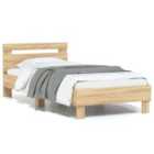 vidaXL Bed Frame Without Mattress With Headboard Sonoma Oak 90X200 cm