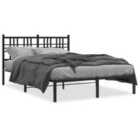 vidaXL Metal Bed Frame Without Mattress With Headboard Black 120X190cm