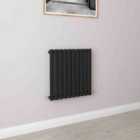 AICA Bathrooms Horizontal Oval Column Radiator Central Heating Rad 600x590mm Single Black