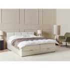 Beliani Divan Bed with Storage Fabric BARONET 180 x 200 cm (EU Super King) Off-White