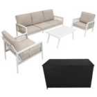 Monstershop Aluminium 4 Piece Sofa Set With Black Rattan Storage Box - White
