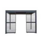 Monstershop Anthracite Aluminium Pergola With White Blinds & 2 Shutter Panels - 3M X 3M