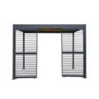 Monstershop Anthracite Aluminium Pergola With LED Lights & 2 X Shutter Panels - 3M X 3M