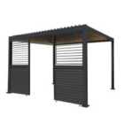 Monstershop Anthracite Aluminium Pergola With LED Lights & 2 X Shutter Panels - 3M X 4M