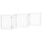 vidaXL Dog Gate with Door Foldable 6 Panels White 300 cm Poplar Wood