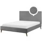 Beliani Bed Velvet Bayonne 180 X 200 Cm Eu Super King Light Grey