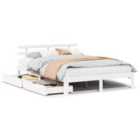 vidaXL Bed Frame With Drawers Without Mattress White 120X200 cm