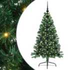 vidaXL Artificial Pre-lit Christmas Tree with Black Balls Green 120 cm PVC