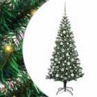 vidaXL Artificial Pre-lit Christmas Tree with Pink Balls Green 180 cm PVC and Metal