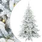 vidaXL Artificial Hinged Christmas Tree with 300 LEDs, White Balls Snow Flocked 180 cm PVC