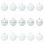 vidaXL Christmas Bauble Set Xl 15 Pcs White Plastic
