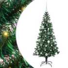vidaXL Artificial Pre-lit Christmas Tree with Silver Balls Green 150 cm PVC and Metal