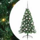 vidaXL Artificial Pre-lit Christmas Tree with Pink Balls Green 120 cm PVC