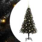 vidaXL Christmas Tree with 150 LEDs, Gold Balls with Stand Black 150 cm PVC