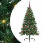 vidaXL Artificial Pre-lit Christmas Tree with Red Balls Green 120 cm PVC