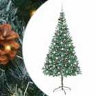 vidaXL Artificial Christmas Tree with Stand, White Balls Green 210 cm PVC and Steel