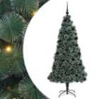 vidaXL Artificial Pre-lit Christmas Tree with LEDs Black Ball Set Green 210 cm