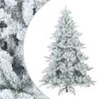 vidaXL Artificial Hinged Christmas Tree Snow Flocked White 210cm