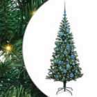 vidaXL Artificial Pre-lit Christmas Tree with Blue Balls Green 150 cm PVC and Metal