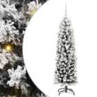 vidaXL Artificial Christmas Tree with 150 LEDs, Silver Balls with Stand Snow Flocked Green 150 x 43 cm