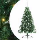 vidaXL Artificial Pre-lit Christmas Tree with Silver Balls Green 150 cm PVC