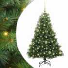 vidaXL Artificial Christmas Tree with 150 LEDs, Gold Balls Green 120 x 74 cm PE and PVC
