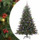 vidaXL Artificial Christmas Tree with LED Strip Lights, Lilac Balls Green 180 cm