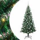 vidaXL Artificial Pre-lit Christmas Tree with White Balls Green 180 cm PVC and Metal
