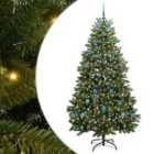 vidaXL Artificial Christmas Tree with Blue Balls Green 210 cm PVC and Metal