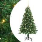 vidaXL Artificial Christmas Tree with 150 LEDs, Gold Balls with Stand Green 150 x 80 cm