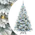 vidaXL Artificial Christmas Tree with 300 LEDs and Blue Balls Snow Flocked Green 180 cm PE and PVC
