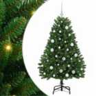 vidaXL Artificial Christmas Tree with White Balls Green 150 cm PVC and Metal
