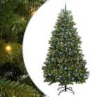 vidaXL Artificial Christmas Tree with Blue Balls Green 240 cm PVC and Metal