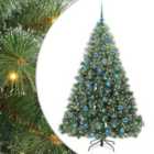 vidaXL Artificial Christmas Tree with 300 LEDs & Blue Balls Snow Flocked Green 180 cm PE and PVC